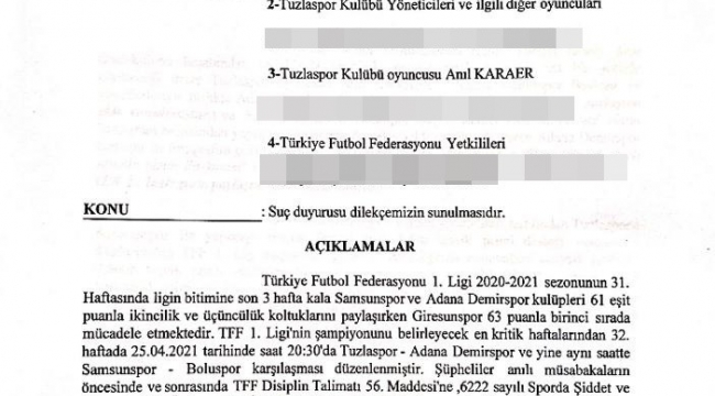 Adana Demirspor ve Tuzlaspor'a şike iddiasıyla suç duyurusu yapıldı