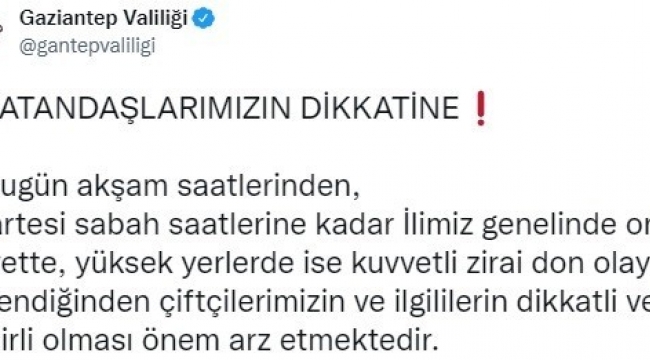 Gaziantep'te don ve rüzgar uyarısı