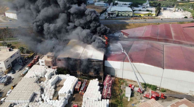 Hatay'daki antrepo yangınını söndürme çalışmaları sürüyor