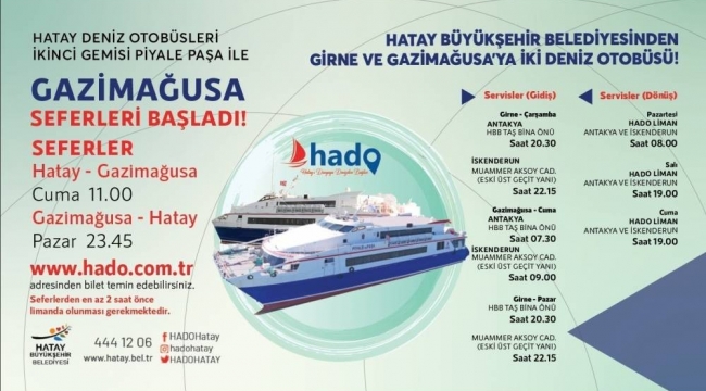 Hatay Deniz Otobüsü'nün Gazimağusa seferleri 5 Ağustos'ta başlıyor