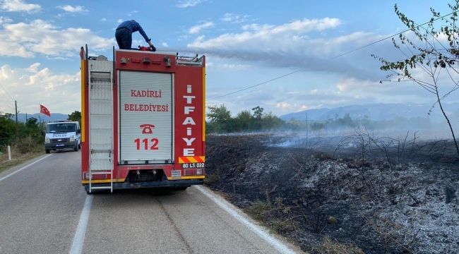 Sumbas'ta çıkan anız yangını söndürüldü