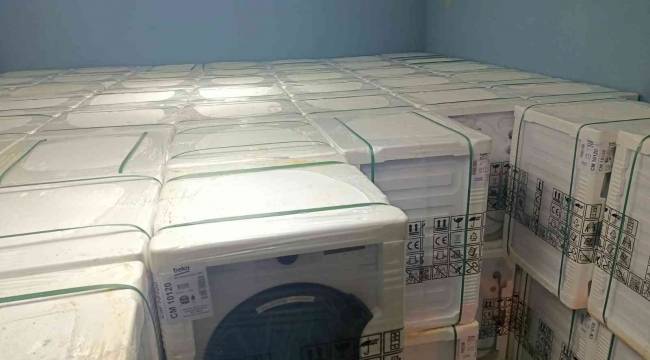 Nakliyat firmasının Suriye'ye götürmediği çamaşır makinaları depoda ele geçirildi