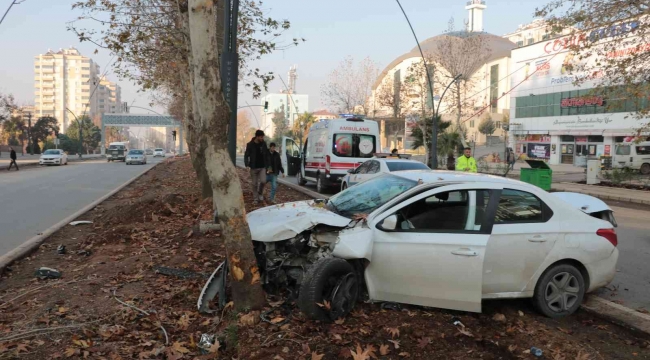 Yayalara çarpmamak isterken ağaca çarptı: 1 yaralı