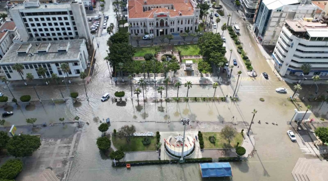 İskenderun'da deniz seviyesi yükseldi, bölge dron ile görüntülendi