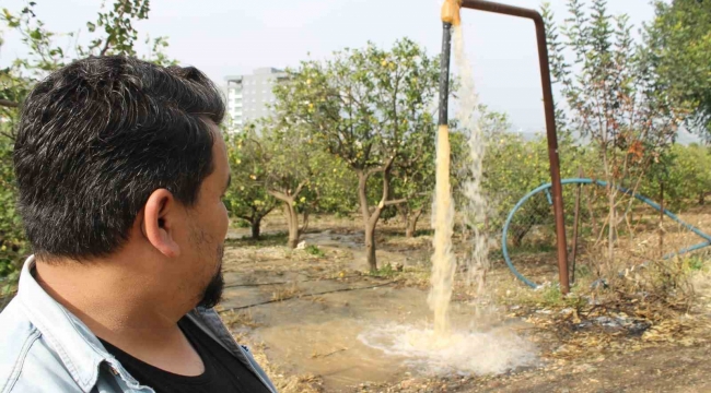 Narenciye üreticisi bahçe sularken fark etti: "Su çamurlu akmaya başladı"