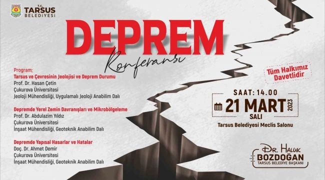 Tarsus'ta 'deprem' konulu konferans düzenlenecek