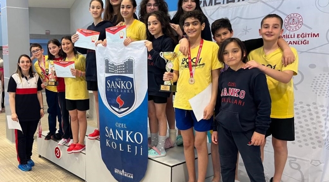 SANKO Okulları yüzmede beş altın madalya kazandı