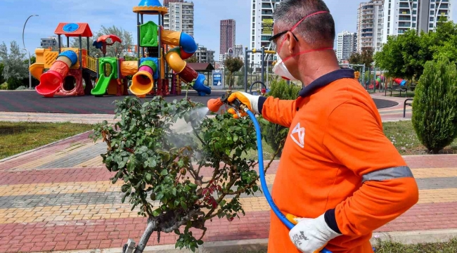 Mersin Büyükşehir Belediyesi ekipleri sahipsiz arazileri ilaçlıyor