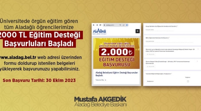 Aladağ Belediyesinden öğrencilere burs desteği