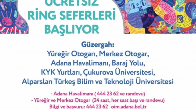 Büyükşehir, ÇÜ ve ATÜ öğrencileri için ücretsiz ring seferleri başlattı