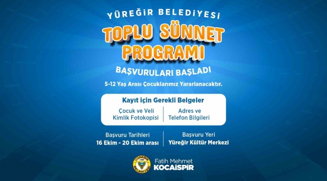 Yüreğir Belediyesi toplu sünnet programı kayıtları başladı