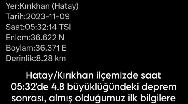 AFAD, 4,8'lik depremde can ve mal kaybı olmadığını açıkladı