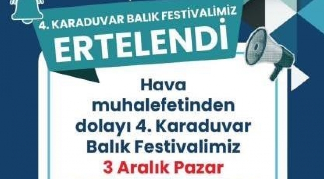 Karaduvar Balık Festivali ertelendi