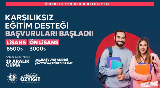 Yenişehir Belediyesinin karşılıksız eğitim desteği başvuruları başladı