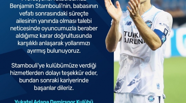 Adana Demirspor'da Benjamin Stambouli ile yollar ayrıldı