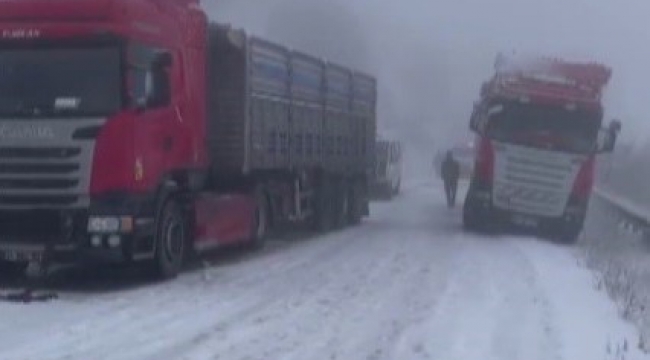 Nurhak'ta kar yağışı etkili oldu, araçlar yolda kaldı