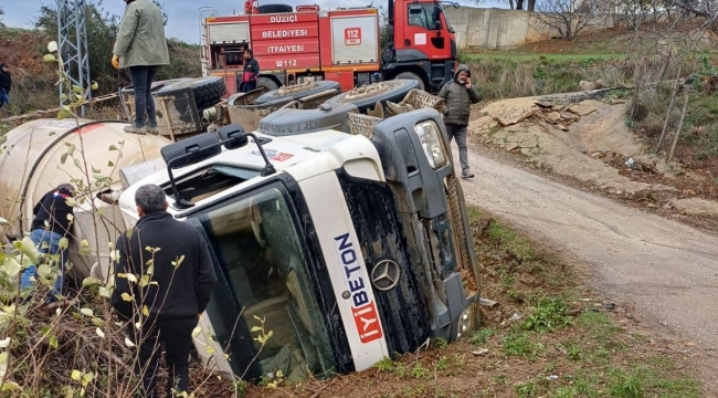 Osmaniye'de beton mikseri devrildi: 1 yaralı