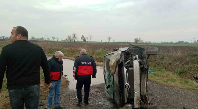 Osmaniye'de otomobil yan yattı: 1 kişi yaralandı