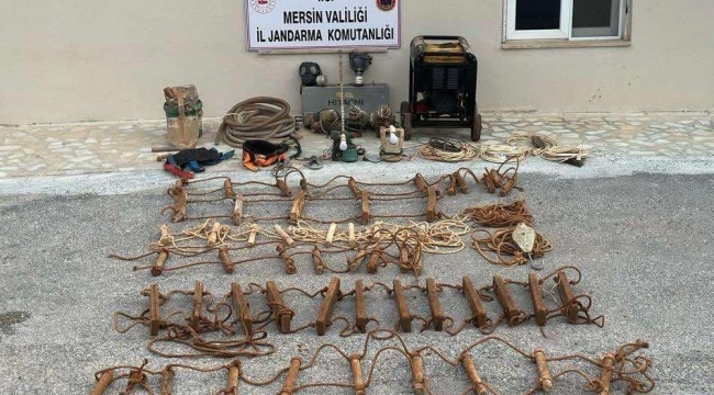 Mersin'de kaçak kazı yapan 5 şüpheli suçüstü yakalandı