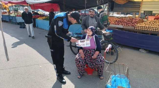 Polisten pazar esnafına ve vatandaşlara "dolandırıcılık ve hırsızlık" uyarısı