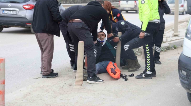 Ters yönden gelen motosikletle otomobil çarpıştı: 1 kişi yaralı