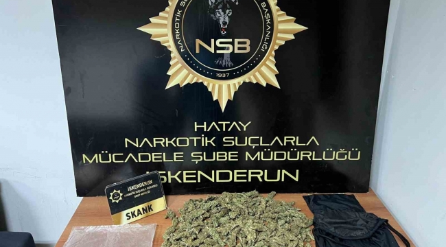 Şüpheli şahsın üzerinden skunk çıktı