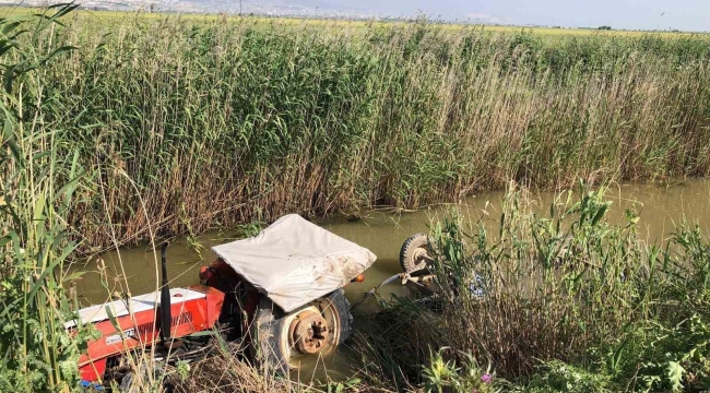 Sulama kanalına devrilen traktörün sürücüsü yaralandı